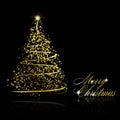 Abstract golden christmas tree on black background Royalty Free Stock Photo