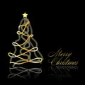 Abstract golden christmas tree on black background Royalty Free Stock Photo