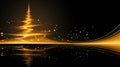 abstract golden christmas tree on black background with reflection Royalty Free Stock Photo