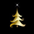 Abstract golden christmas tree on black background Royalty Free Stock Photo