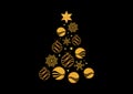 Abstract golden christmas tree on a black background vector Royalty Free Stock Photo