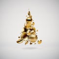 Abstract golden Christmas Tree. Liquid fluid background of modern graphic elements. Template for card, poster, flyer