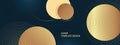 Abstract golden circles lines overlapping on a blue background. You can use for advertisement, poster, template, business Royalty Free Stock Photo