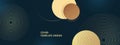 Abstract golden circles lines overlapping on a blue background. You can use for advertisement, poster, template, business Royalty Free Stock Photo