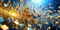 Abstract golden cubes in dynamic motion a futuristic digital background. Generative AI Royalty Free Stock Photo