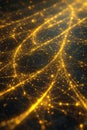 Abstract Golden Data Network: Futuristic Interconnected Digital Flow Portrait Images Generative AI Royalty Free Stock Photo