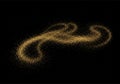 Abstract golden dust trail forming smooth flowing path on gray background Royalty Free Stock Photo