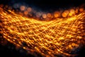 Abstract Golden Fiber Optic Data Network and Futuristic Technology Background Royalty Free Stock Photo