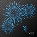 Abstract golden fireworks explosion on transparent background. Royalty Free Stock Photo