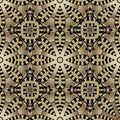 Abstract golden floral 3d seamless pattern. Round mandalas geometric modern background. Vector repeat decorative backdrop.