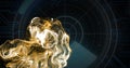 Abstract golden fluid image over digital radar interface