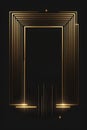 Abstract golden geometric frame on black background. Vector illustration for your design Royalty Free Stock Photo