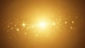 Abstract golden glitter particles exploding from a bright central light source Royalty Free Stock Photo