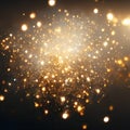 Abstract golden glitter sparkle defocused rays lights bokeh Festive Elegant abstract background. Generative AI Royalty Free Stock Photo