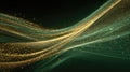 Abstract golden green shimmering light wave flowing background Royalty Free Stock Photo