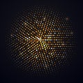 Abstract golden halftone circle vector isolated design element. Disco music party shiny background Royalty Free Stock Photo