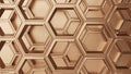 Abstract Golden Hexagonal Pattern Background with Geometric Shapes and Metallic Finish Royalty Free Stock Photo