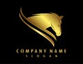 Abstract golden horse logo on a white background