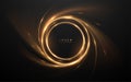 Abstract golden light circle lines effect on black background Royalty Free Stock Photo