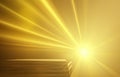 Abstract golden light rays scene with stairs Royalty Free Stock Photo