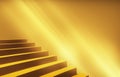 Abstract golden light rays scene with stairs Royalty Free Stock Photo