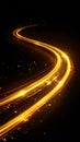 Abstract Golden Light Streaks Trail on Black Background With Sparkles Royalty Free Stock Photo