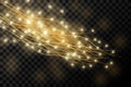 Abstract golden lines, beautiful waves, glitter and dust effect, bright flashes Royalty Free Stock Photo