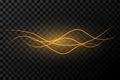 Abstract golden lines, beautiful waves on a transparent Royalty Free Stock Photo
