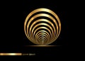 Abstract golden lines in circle form, Design element Geometric shape with luxury style, Striped border frame sign