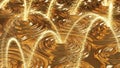 Abstract golden liquid surface with swirling vortexes and sparkling particles Royalty Free Stock Photo
