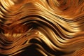 Abstract golden liquid wavy background. Metallic dynamic design. Generative AI