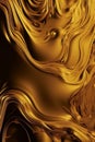 Abstract golden liquid wavy background. Metallic dynamic design. Generative AI