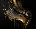 Abstract golden luxury. black and gold tones painting background. Thick paint Light black splatter. Realistic and naturalistic Royalty Free Stock Photo