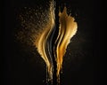 Abstract golden luxury. black and gold tones painting background. Thick paint Light black splatter. Realistic and naturalistic