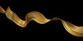 Abstract golden luxury wave on black background with copy space 3D render Royalty Free Stock Photo