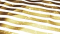 Abstract golden material covered by white parallel horizontal stripes. Motion. Flexible fabric with white lines.
