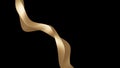 Abstract golden metal wave on black background with copy space 3D render Royalty Free Stock Photo