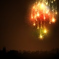 Abstract Golden Meteor Shower - Firework Falling Stars Trail Royalty Free Stock Photo