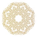Abstract golden microchip pattern isolated on white background, mandala template with connecting dots and lines