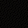 Abstract golden minimal seamless pattern with diagonal wavy lines, thin stripes, liquid fluid shaped, waves. Gold and black linear Royalty Free Stock Photo