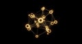 Abstract golden molecular connections on black Royalty Free Stock Photo