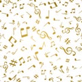 Abstract golden music notes seamless pattern background vector illustration for your design Royalty Free Stock Photo