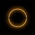 Abstract golden neon luminous ring on black background