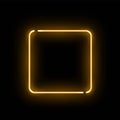 Abstract golden neon luminous square on black background