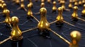 Abstract Golden Network 3D Render of Interconnected Nodes Royalty Free Stock Photo
