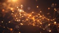Abstract Golden Network: Futuristic Plexus, Technology Background, Blockchain, Neural Network Connection Royalty Free Stock Photo