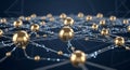 Abstract Golden Network with Glowing Nodes Royalty Free Stock Photo