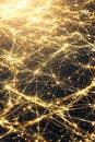 Abstract Golden Network Lines, Digital Connectivity Tech Background, Flowing Data, Portrait Images Generative AI Royalty Free Stock Photo