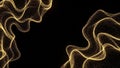 Abstract golden particle waves undulate gracefully across a dark black background creating a shimmering, dynamic pattern Royalty Free Stock Photo
