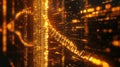 Abstract golden pixels creating digital data stream Royalty Free Stock Photo